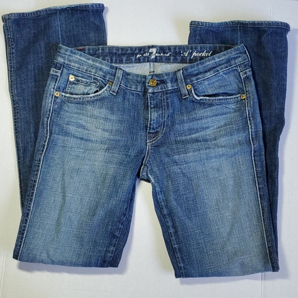 7 for All Mankind "A Pocket" Whiskers Denim Ombre Blue Jeans size 30 - Picture 1 of 8